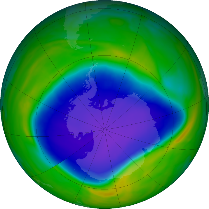 Antarctic ozone map for 06 November 2021